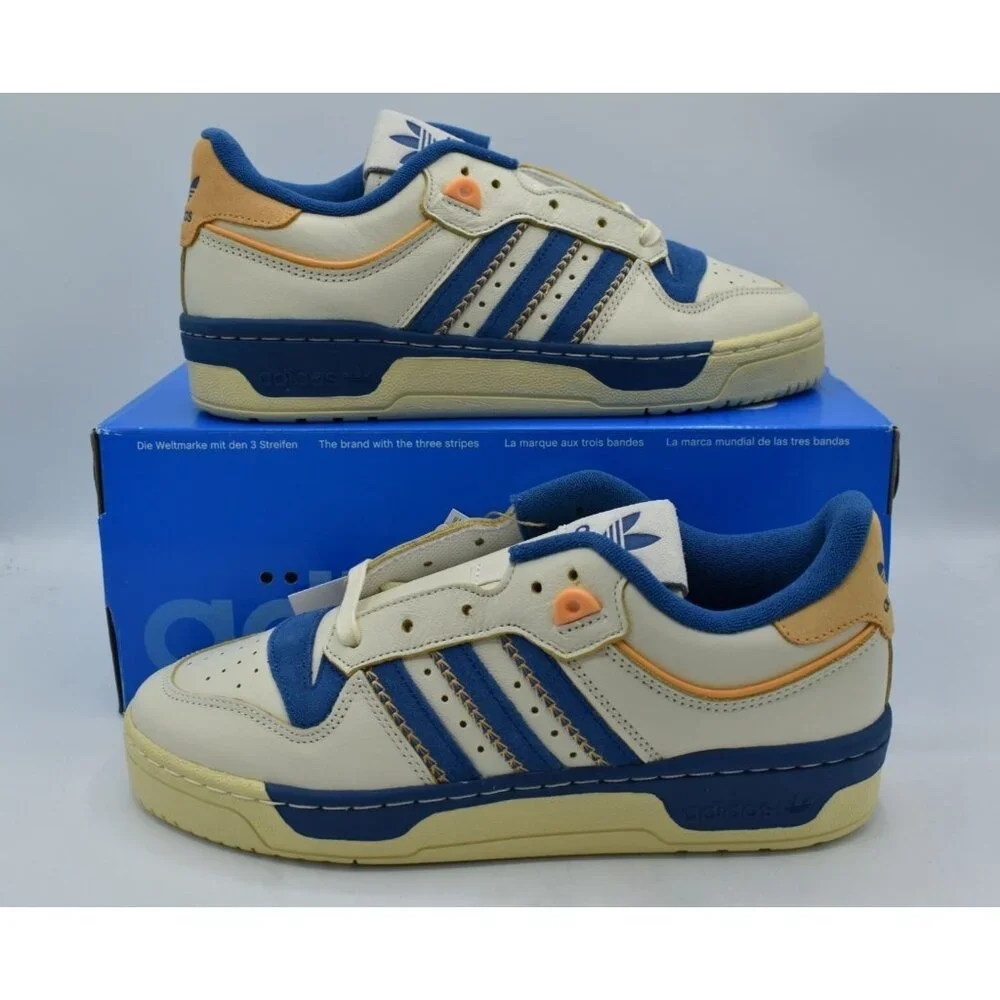 Adidas Womens‎ Size 9 Rivalry 86 Low Blue Cream White Leather Shoes Sneakers